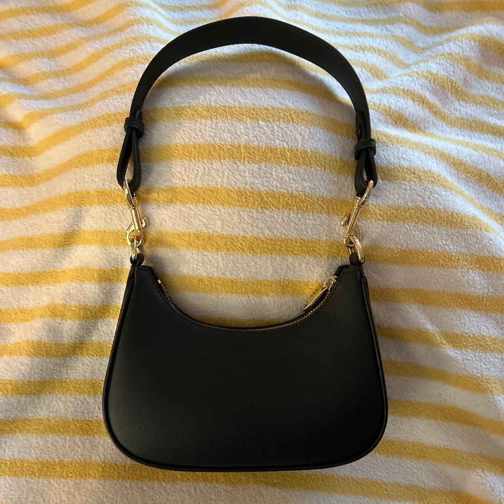 Small Black Crescent Shoulder Bag Roma by Freja New York